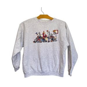 Vintage 90s Acme Kid's Looney Tunes Space Jam Graphic Crewneck Sweatshirt Size L